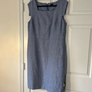 Blue Linen and Cotton Blend Dress